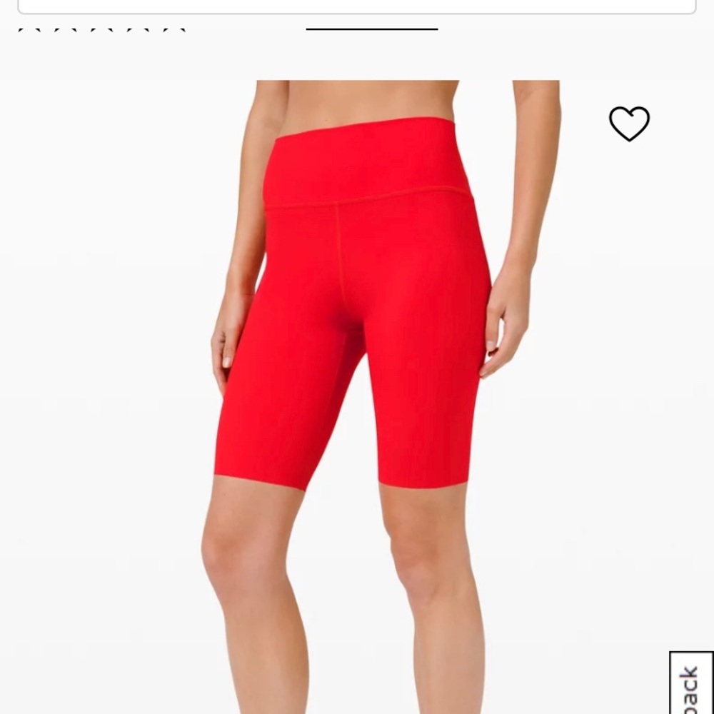 Lululemon Red Train to Beach High Rise biker short 10” sold out! Size 6